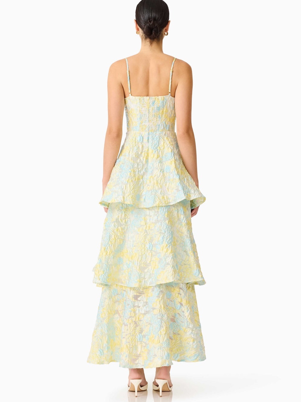 Elliatt Penelope Tiered Gown in Yellow & Blue Floral size S NWT - Picture 5 of 8